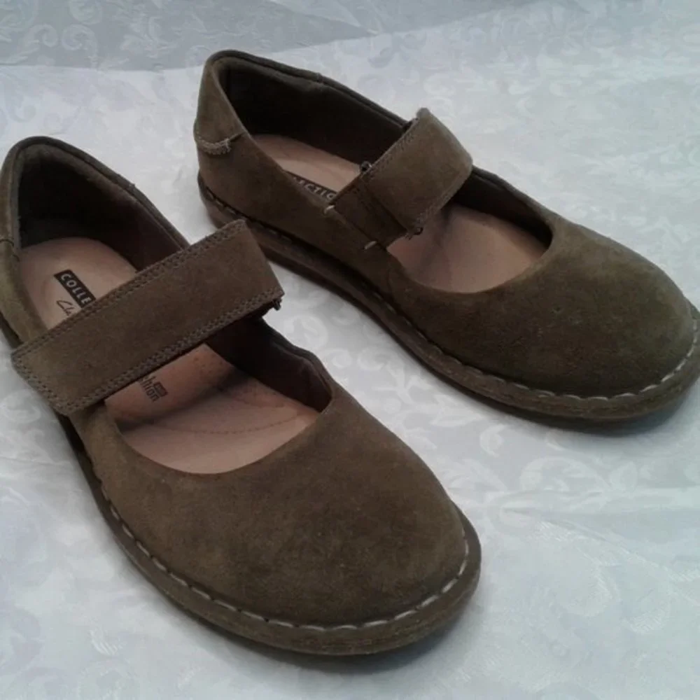 Clarks Collection Tamitha Aster Suede Brown Olive Mary Jane Size 6 ExcellentCond - Picture 2 of 10